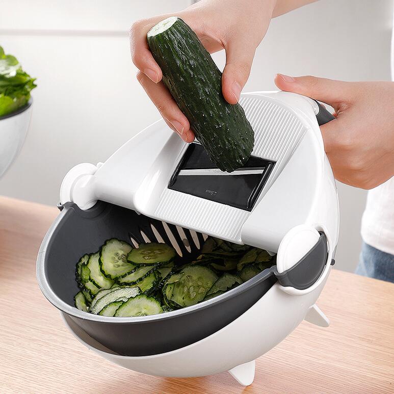 Vegetable Cutter With Drain Basket | HomeHarborz