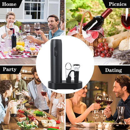 Electric Wine Bottle Opener Rechargeable with Charging Base One-click Button Automatic Red Wine Corkscrew Party Bar Wine Lover